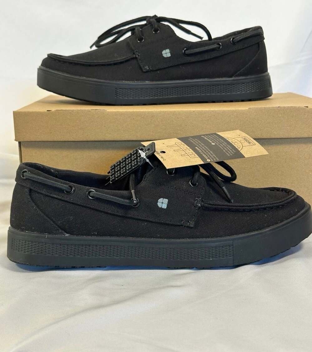 Shoes For Crews Milano Boat Shoe Black Non Slip SpillGuard Womens 9.5 - 47783